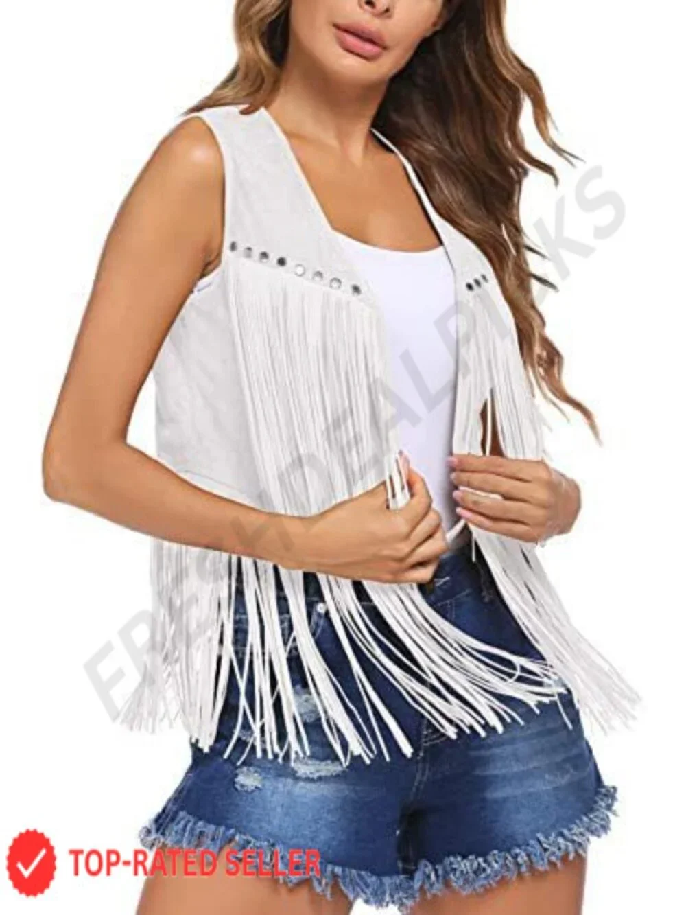 Women's Tassel Vest Sleeveless Fringe Waistcoat Faux Suede Western Cowgirl